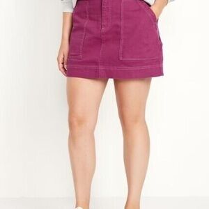 Old Navy Women’s 10 High-Waisted Button Fly Corduroy Mini Skirt in Berry